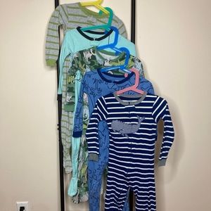 Carter’s slim fit 100% cotton footed PJs, Size 3T. Selling all 5 together!